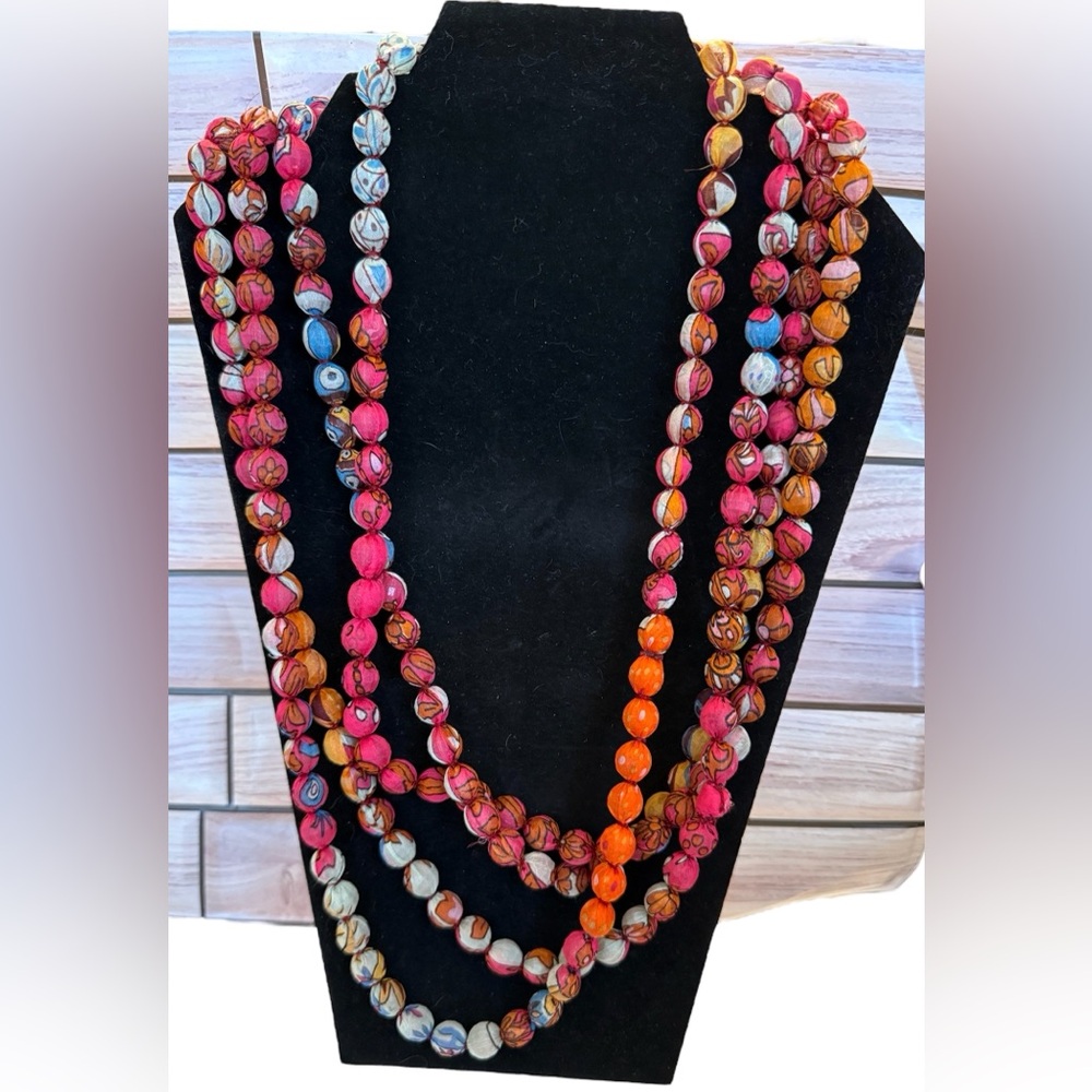 Super unique Hermès Scarf Bead Necklace